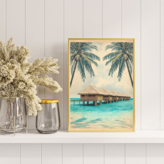 Poster Maldives Mirage – Retro Lagoon Paradise Travel 