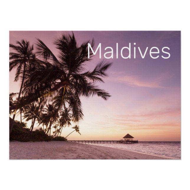 Poster Maldives Ocean Indian Beach Sunset Island Souvenir (Devant)