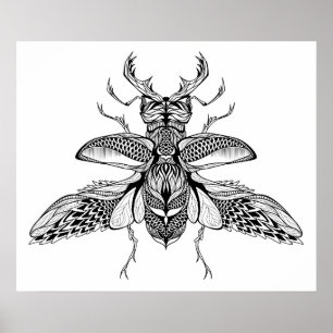 Poster Mâle-Scarabée psychédélique inspiré 2