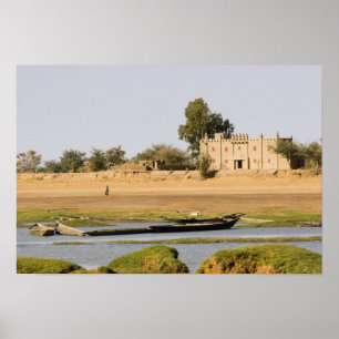 Poster Mali, Djenne. Rivière Bani près de Djenne