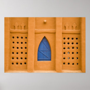 Poster Mali, Ségou. Bâtiment traditionnel en briques de