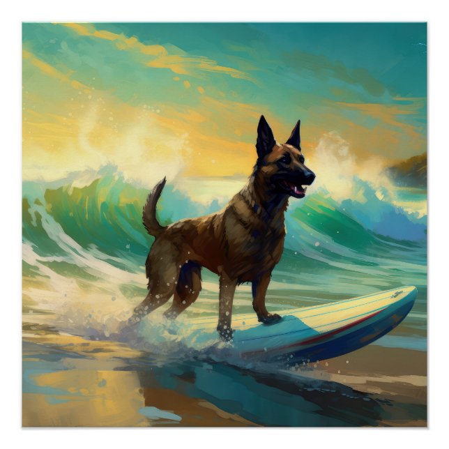 Poster Malinoi Beach Surf Peinture belge (Devant)