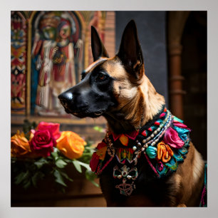 Poster Malinois belge Autel Jour des Morts