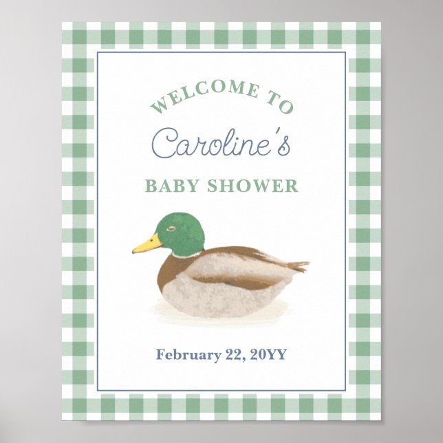 Poster Mallard Chasse au canard Baby shower de garçon Bie (Devant)