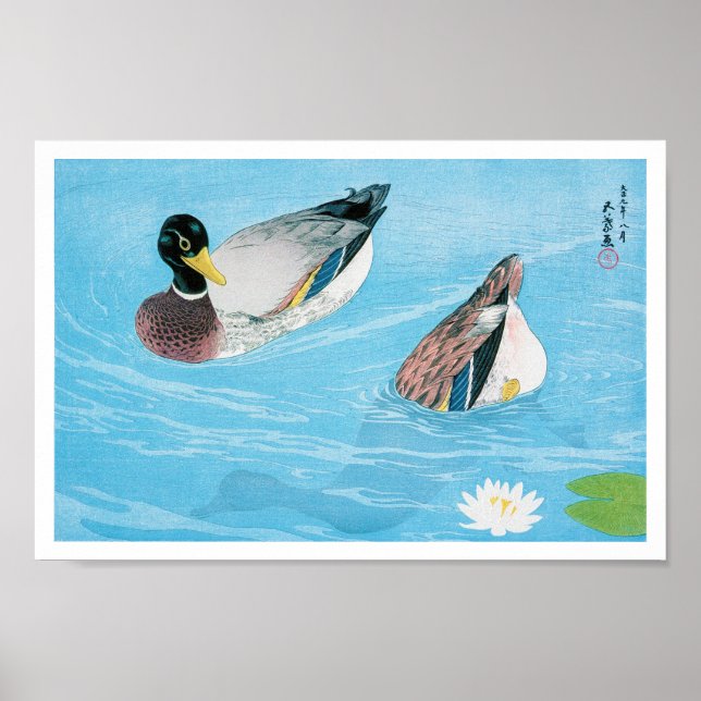 Poster Mallard dans l'étang, Goyō Hashiguchi (Devant)