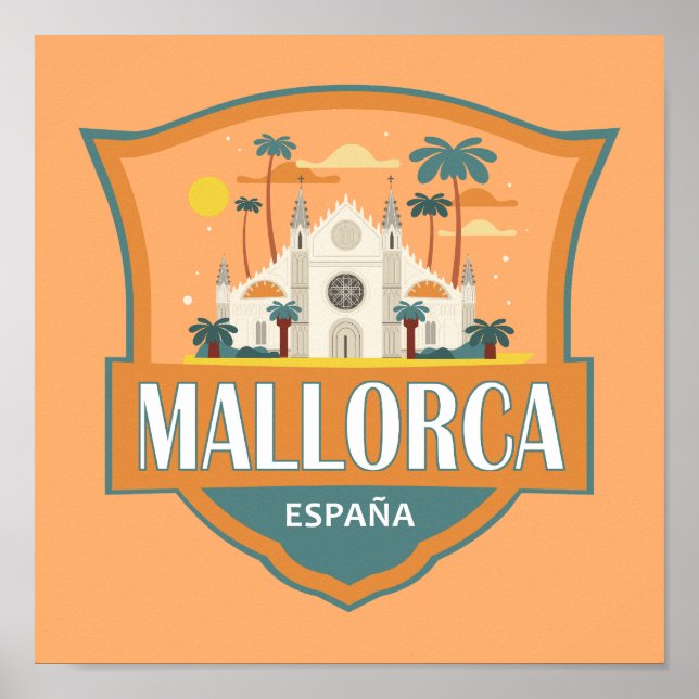 Poster Mallorca Espagne Insigne Rétro Voyage (Devant)