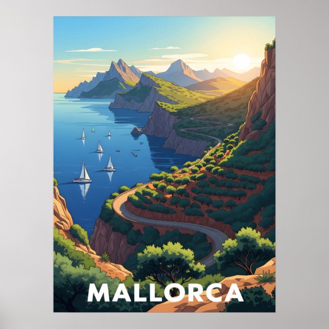 Poster Mallorca, Espagne - Route côtière (Devant)