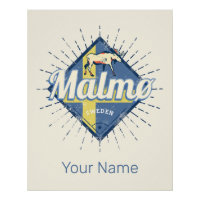 Malmo Suède Drapeau Vintage Moose Souvenir