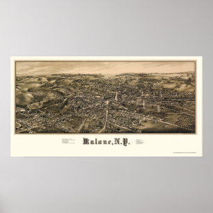 Poster Malone, NY Carte panoramique - 1886