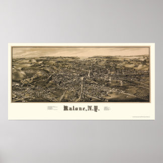 Poster Malone, NY Carte panoramique - 1886