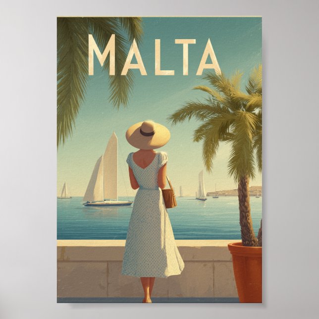 Poster Malta 50s vintage (Devant)