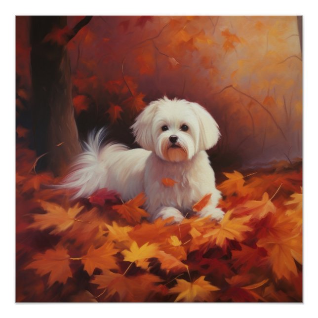 Poster Maltais en automne Feuilles automne Inspiration (Devant)