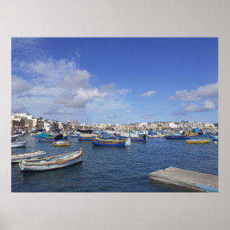 Poster Malte Bateaux de pêche traditionnels Marsaxlokk Ha