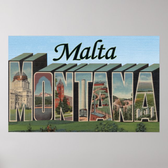 Poster Malte, MontanaGrandes lettres ScènesMalte, MT (Devant)