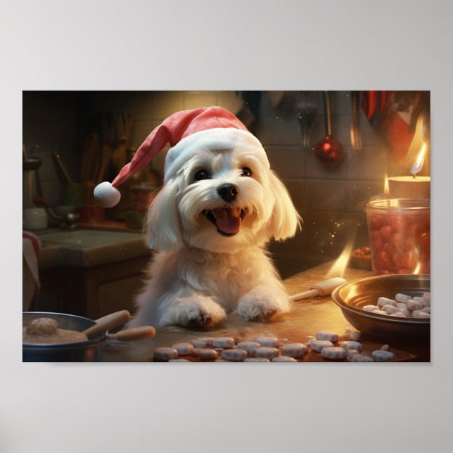Poster Maltese Christmas Cookies Festive Holiday (Devant)