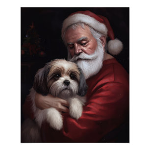 Poster Malti Tzu avec le Père Noël Festif Noël