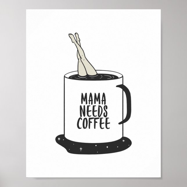 Poster Mama a besoin de café (Devant)