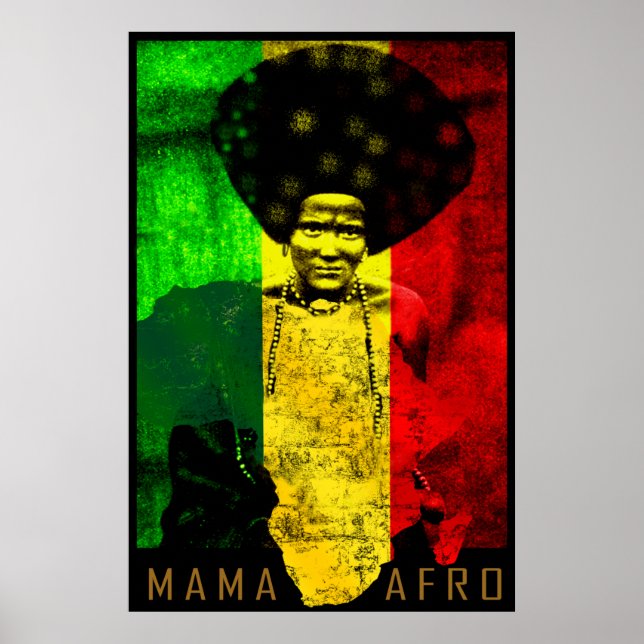 Poster Mama Afrique Carte Reggae Art Imprimer (Devant)