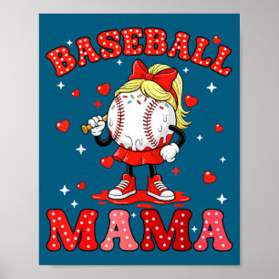 Poster Mama baseball maman sportive valentine baseball go