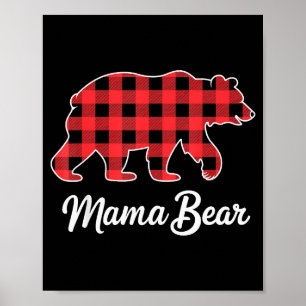 Poster Mama Bear Noël Rouge Carreaux Buffalo Famille Corr