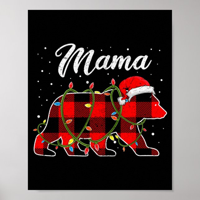 Poster Mama Bear Shirt, Red Buffalo Plaid Mom Bear Pajama (Devant)