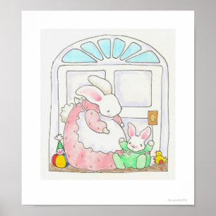 Poster Mama Bunny et Baby Print