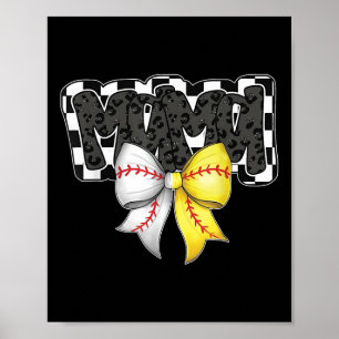 Poster Mama Coquette Bow Jeu Jour Baseball Softball Cheva