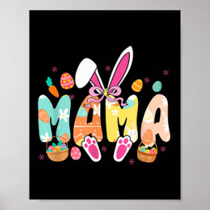 Poster Mama Grandma Coquette Bunny Oreilles Oeufs Baske