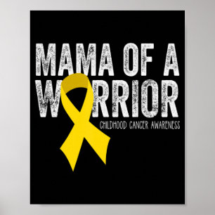 Poster Mama of a Warrior Chilhood Cancer Ribbon Oncolog