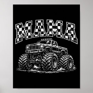 Poster Mama rétro monster truck famille équipage annivers