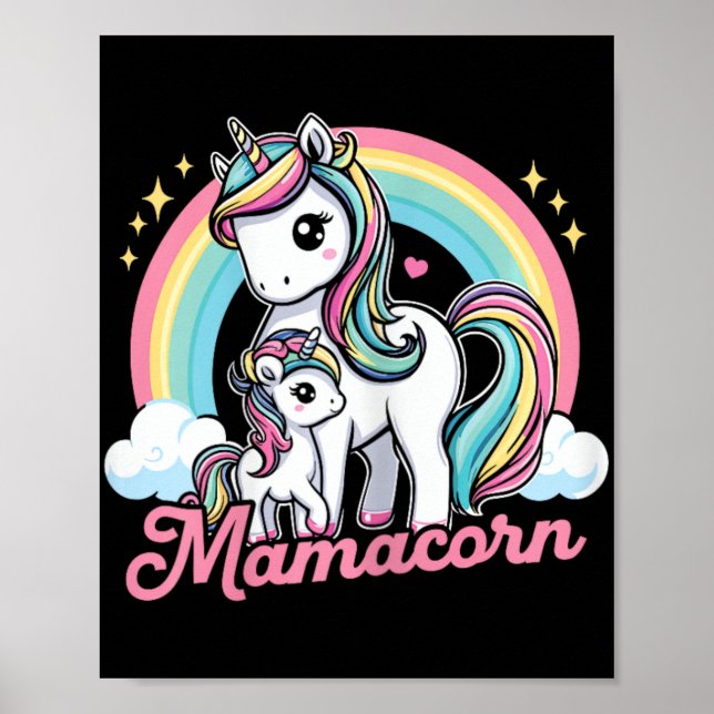 Poster Mamacorn - Drôle mignon Costume Unicorn Maman Mère (Devant)