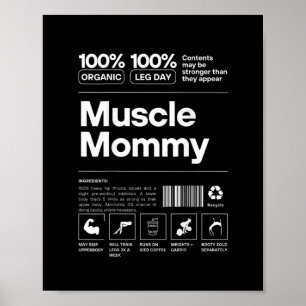 Poster Maman 100% Muscles - Corps Musclé Gym Fitness - De