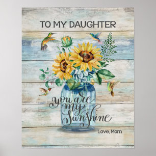 Poster Maman À Ma Fille Tu Es Mon Colibri Sunshine