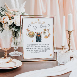 Poster Maman Belly Signer Citrouille Rustique Baby shower
