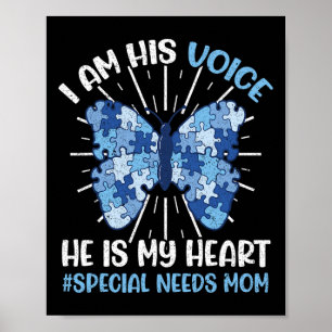 Poster Maman Besoins Spéciaux Je Suis Sa Voix Il Est Mon 
