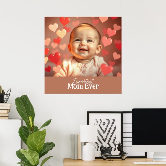 Poster Maman Cadeau Ajouter photo et texte (Bureau à domicile)