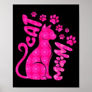 Poster Maman chat joyeuse fête des mères pour famille d'a