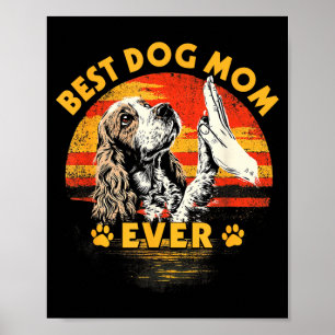 Poster Maman cocker spaniel coucher de soleil rétro drôle