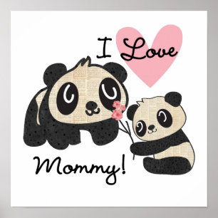 Poster Maman d'amour des pandas I