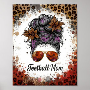 Poster Maman de footballeur léopard chignon désordonné fl