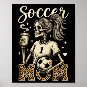 Poster Maman de footballeur squelette café léopard style