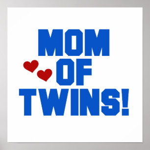 Poster Maman de Twins Blue Text Cadfts