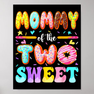 Poster Maman des deux douce gâteau donut 2ème anniversair