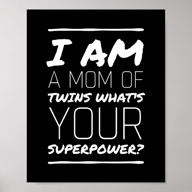 Poster Maman des jumeaux superpuissance drôle mères jour  (Devant)