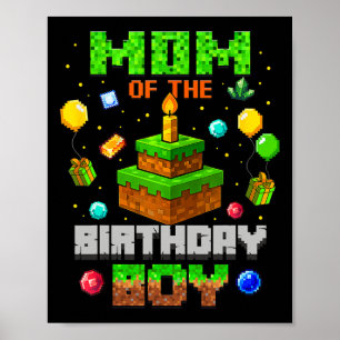 Poster Maman drôle du garçon d'anniversaire fête vidéo ga