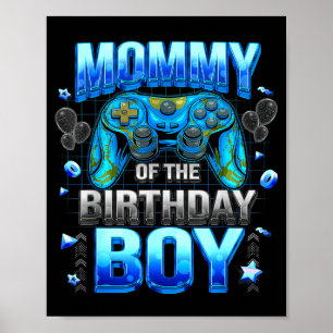 Poster Maman du garçon d'anniversaire Cool Gamer Drôle de