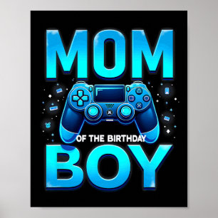 Poster Maman du garçon d'anniversaire joueur de jeux vidé