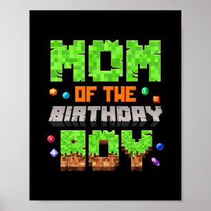 Poster Maman du garçon d'anniversaire Pixel jeu vidéo jeu