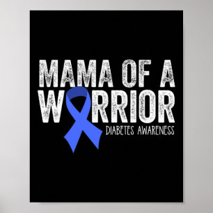 Poster Maman D'Un Guerrier T1D Maman Diabétique Bleu Ruba
