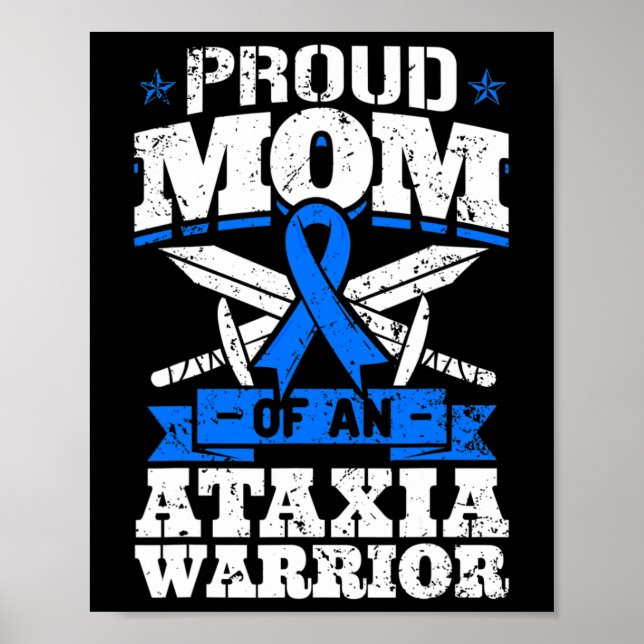 Poster Maman D'Une Ataxia Guerrier Sensibilisation Ruban  (Devant)